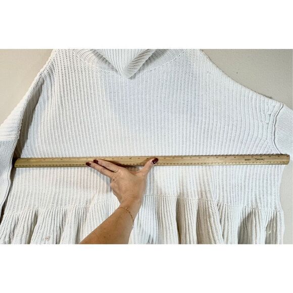 Free People Layer Cake Ribbed Trapeze Turtleneck Off White Coconut Sweater M - Picture 11 of 12